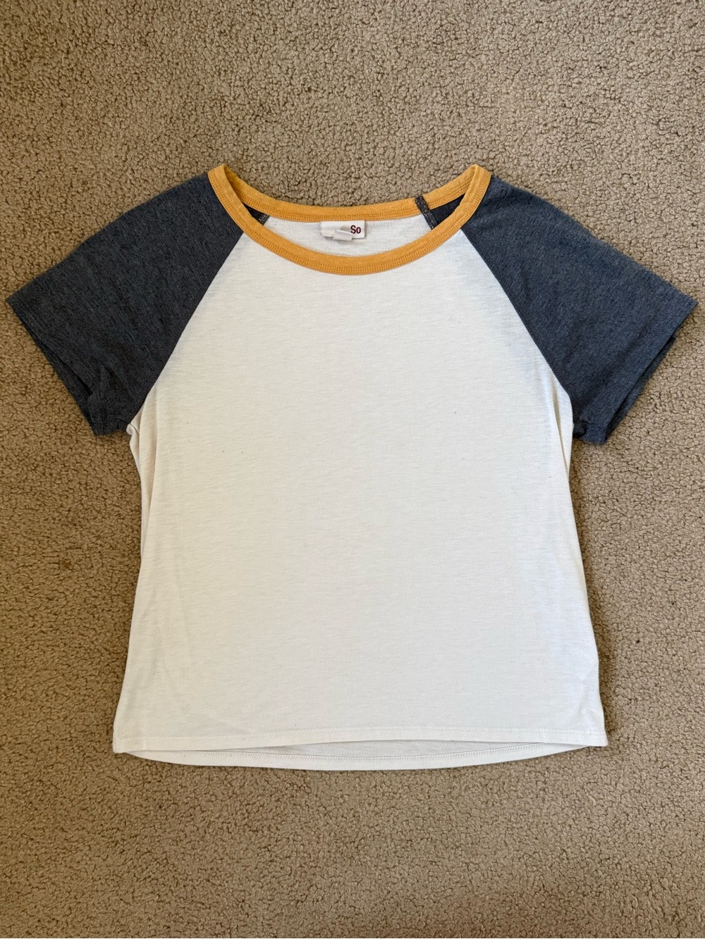 SO Color block T Shirt White Grey and Yellow